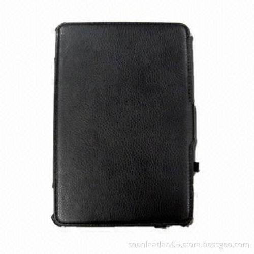 Black Leather Slim-fit Folio Cover for iPad Mini, with Hand Strap Inside
